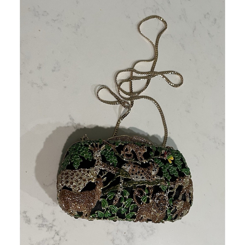 Luxmob Swarovski Crystal Jungle Clutch Leopard Giraffe Elephant Purse